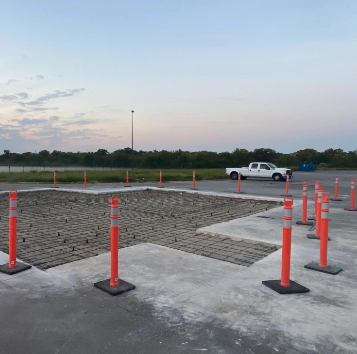 A parking lot under construction